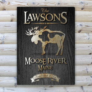 Personalized Midnight Wood Gain Welcome to the Lake Canvas Sign