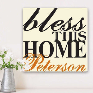 Personalized Bless This Home Canvas Sign | JDS