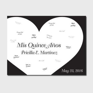 Personalized Quiceanera Guestbook Canvas -Black & White | JDS