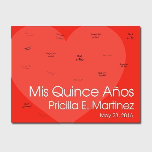 Personalized Quiceanera Guestbook Canvas -Red | JDS