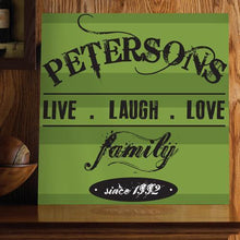 Load image into Gallery viewer, Personalized Live.Laugh.Love Canvas Sign - Cream and Green Designs | JDS