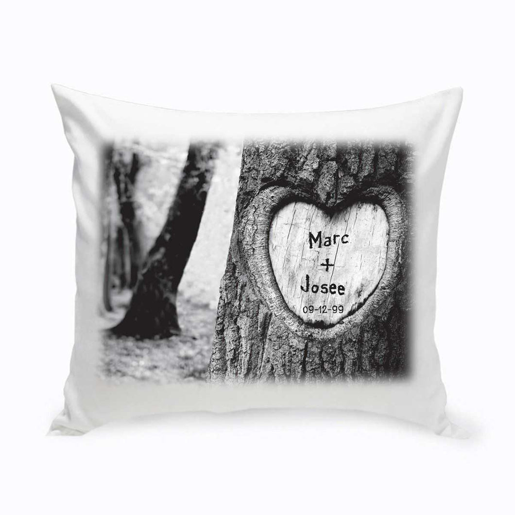 Personalized Everlasting Love Tree Carving Throw Pillow | JDS