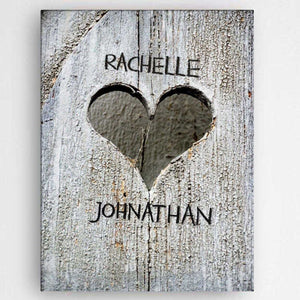 Personalized Hand Carved Heart Canvas Sign | JDS