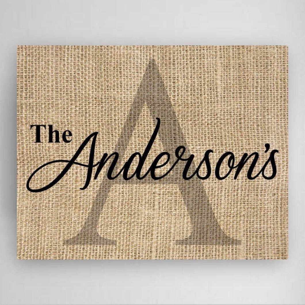 Personalized Family Name & Initial Canvas Sign | JDS
