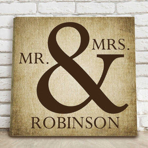 Personalized Mr & Mrs Canvas Print Sign