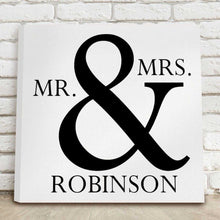 Load image into Gallery viewer, Personalized Mr &amp; Mrs Canvas Print Sign