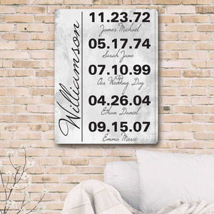 Memorable Dates in Life Personalized Canvas Print