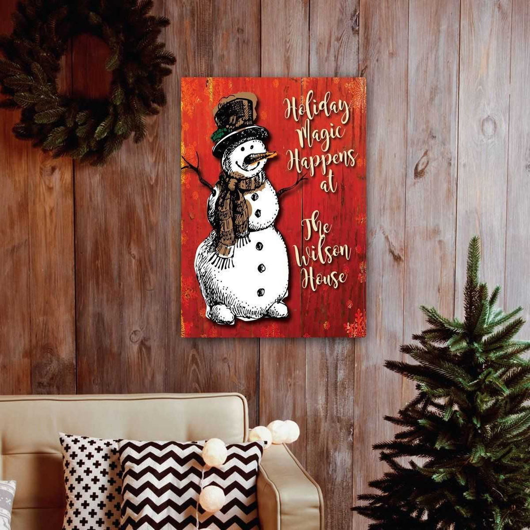 Personalized Vintage Snowman Canvas | JDS