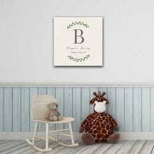 Load image into Gallery viewer, Personalized Baby&#39;s Monogram Vine 18&quot; x 18&quot; Canvas | JDS