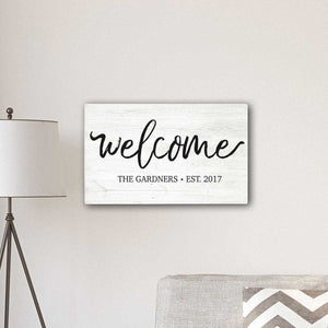 Personalized Welcome Modern Farmhouse 14" x 24" Canvas Sign | JDS