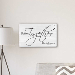 Personalized Better Together Modern Farmhouse 14" x 24" Canvas Sign | JDS