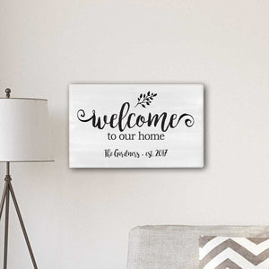 Personalized Welcome To our Home Modern Farmhouse 14" x 24" Canvas | JDS
