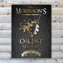 Load image into Gallery viewer, Personalized Midnight Wood Gain Welcome to the Lake Canvas Sign | JDS