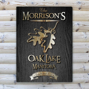 Personalized Midnight Wood Gain Welcome to the Lake Canvas Sign | JDS