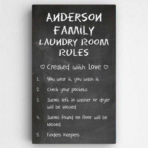 Personalized Laundry Room Rules Canvas Sign | JDS
