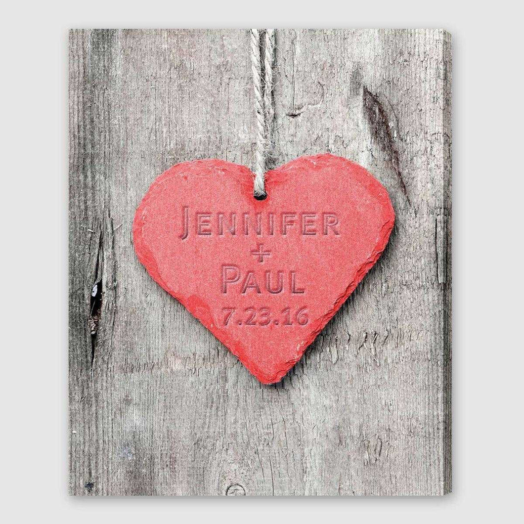 Personalized Embossed Heart Canvas Sign | JDS