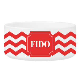 Personalized Small Dog Bowl - Cheerful Chevron | JDS