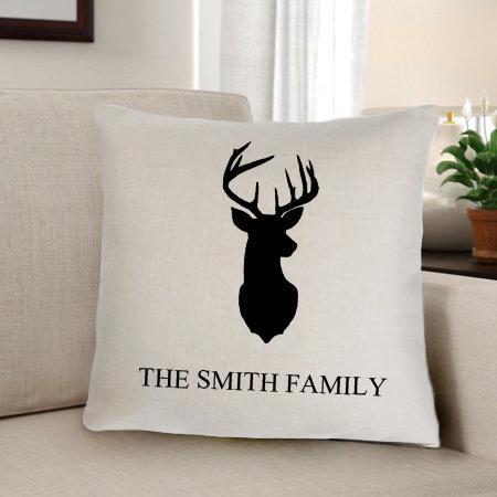 Deer Silhouette Personalized Throw Pillow | JDS