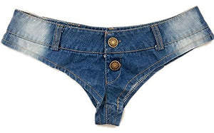 Custom Personalized Designed Sexy Thong Mini Denim Low Rise Cheeky Hot Pants
