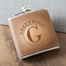 Load image into Gallery viewer, Personalized 6 oz. Leather Hide Flask | JDS