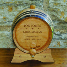 Load image into Gallery viewer, Groomsmen Oak Whiskey Barrel - 2 Liter Barrel - Bourbon Barrel | JDS