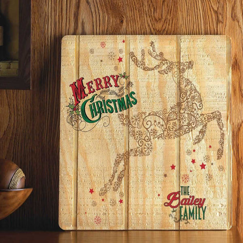 Personalized Wood Art Sign - Vintage Reindeer | JDS
