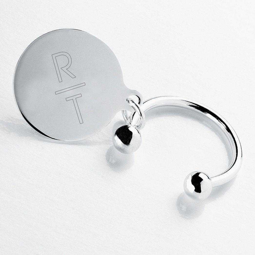 Personalized Keychain - Monogram - Silver - Round Key Ring | JDS