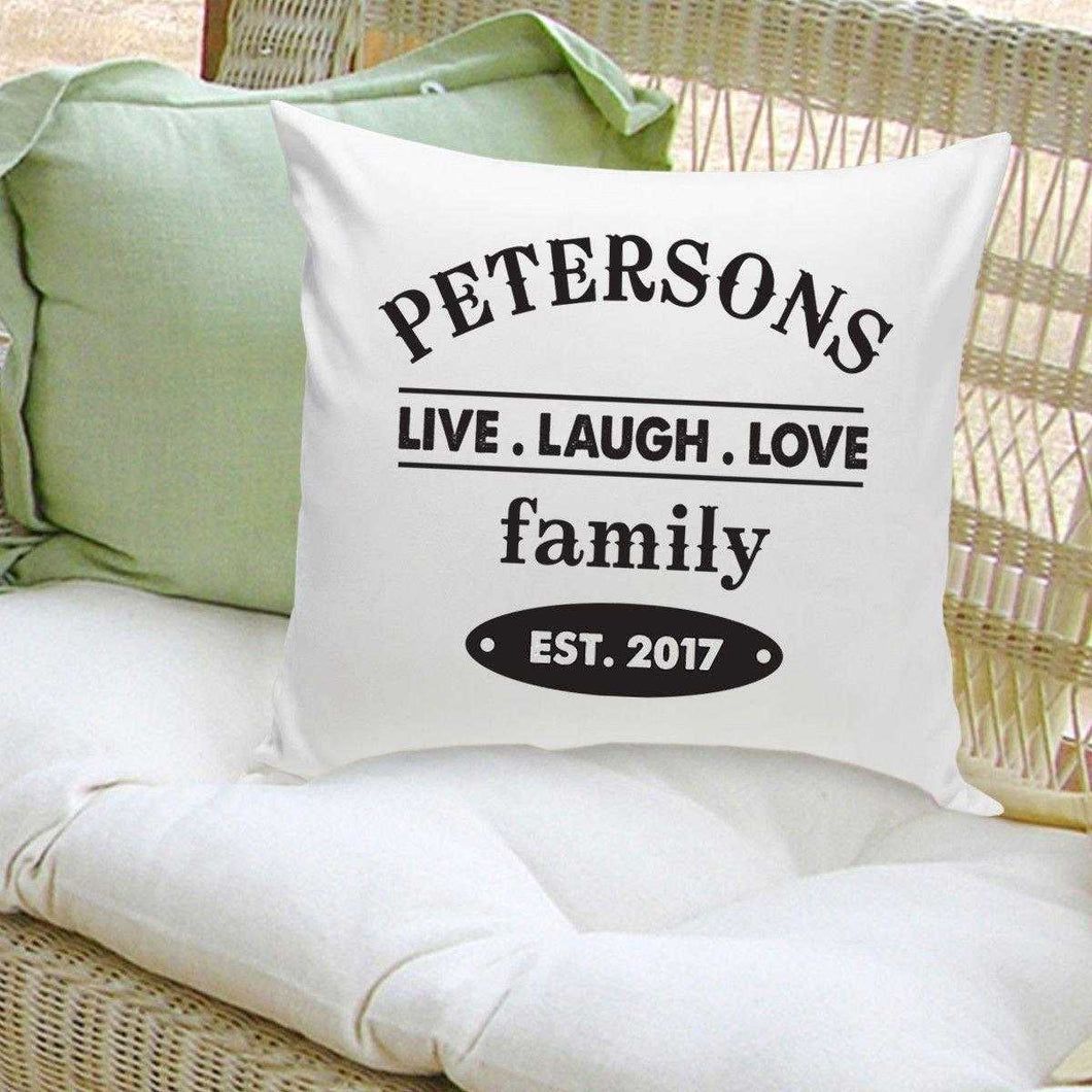 Personalized Live Laugh Love Family Name Throw Pillow | JDS