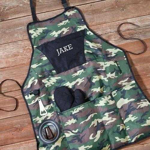 Personalized Deluxe Camouflage Apron Grilling Set | JDS