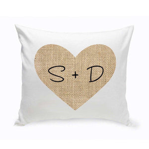 Personalized Couples Throw Pillows - Burlap Heart | JDS