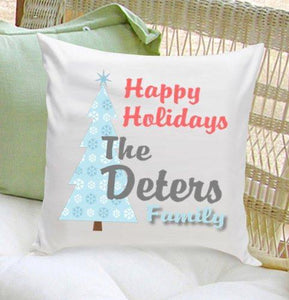 Personalized Happy Holiday Throw Pillows | JDS