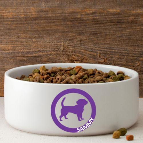 Personalized Circle of Love Silhouette Large Dog Bowl | JDS