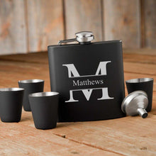 Load image into Gallery viewer, Personalized Flasks - 4 Shot Glasses - Gift Box Set - 6 oz. | JDS