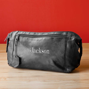 Personalized Travel Bag - Shaving Kit - Leather | JDS