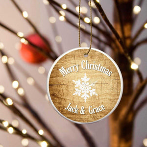 Personalized Multiwood Christmas Ceramic Ornament | JDS