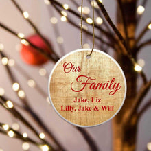 Cargar imagen en el visor de la galería, Personalized Our Family Ceramic Ornament | JDS