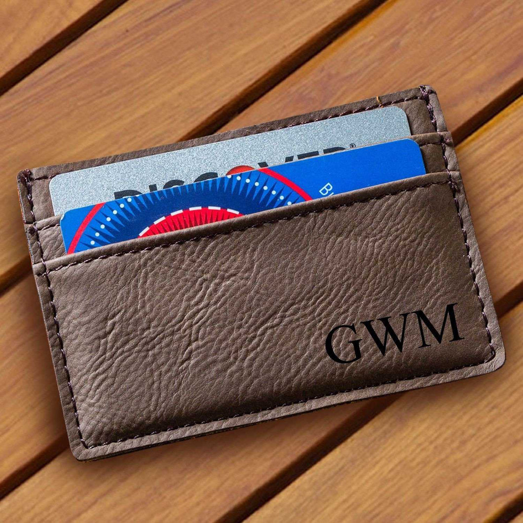 Personalized Leatherette Money Clip & Card Holder Dark Brown | JDS