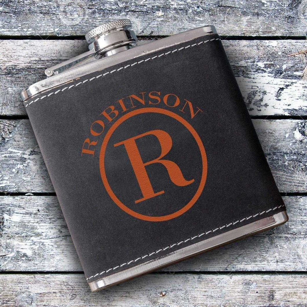 Personalized Silverton Monogrammed 6 oz. Suede Flask | JDS
