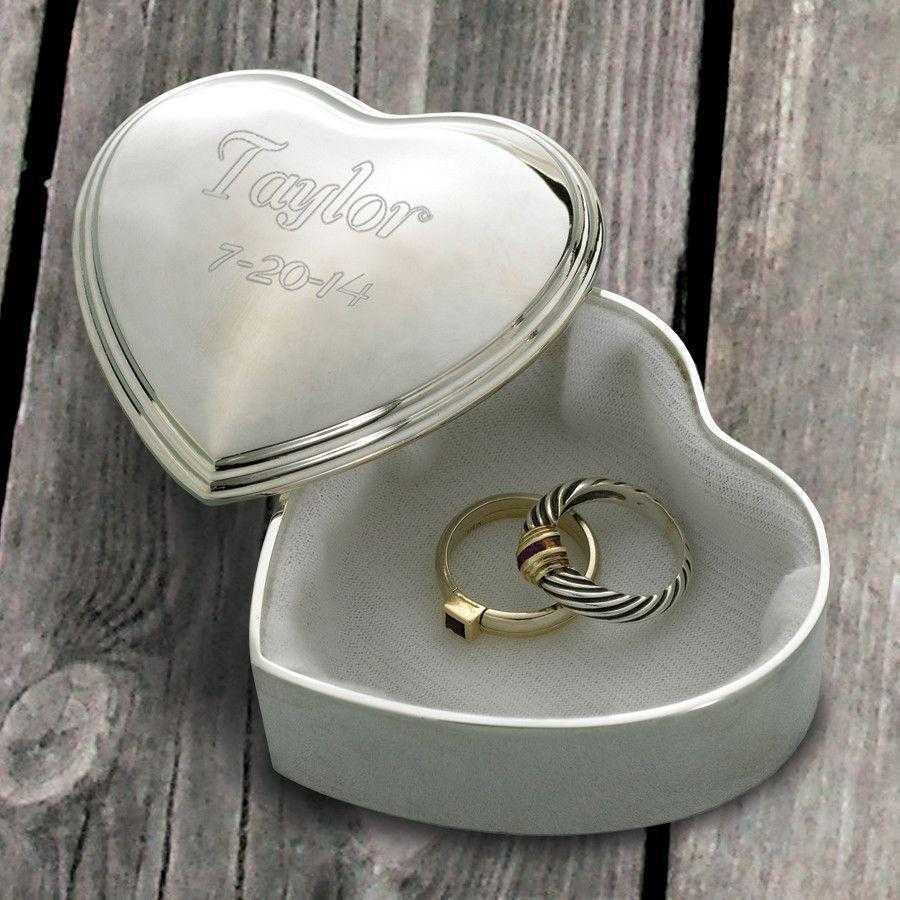 Personalized Keepsake Box - Trinket Box - Engraved - Heart - Silver Plated | JDS