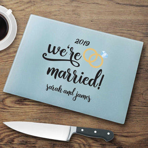 Weâ€™re Married Personalized Glass Cutting Board | JDS