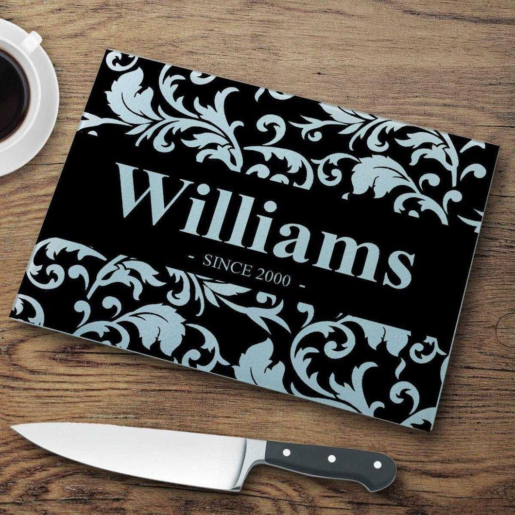 Personalized Floral Glass Cutting Board | JDS