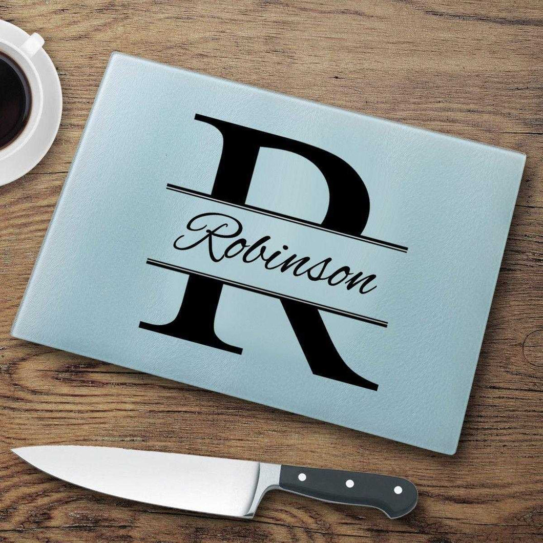 Personalized Glass Cutting Board - Stamped Monogram | JDS