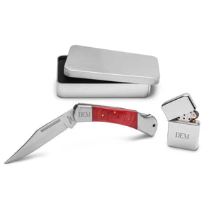 Personalized Yukon Lock Back Knife and Lighter Gift Set | JDS