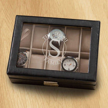 Cargar imagen en el visor de la galería, Personalized Watch Box - Leather - Black - Monogrammed | JDS