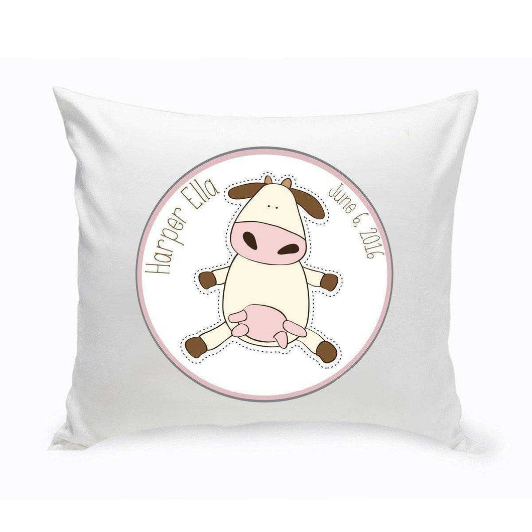 Personalized Baby Nursery Throw Pillow - Fun Cow | JDS
