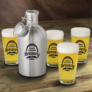 Stainless Steel Beer Growler with Pint Glass Set | JDS