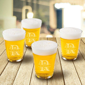 Monogrammed Beer Cup Glasses - Set of 4 | JDS