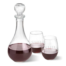 Load image into Gallery viewer, Personalized Wine Decanter with stopper and 2 Stemless Wine Glass Set | JDS