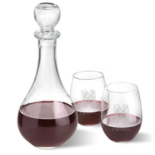 Load image into Gallery viewer, Personalized Wine Decanter with stopper and 2 Stemless Wine Glass Set | JDS