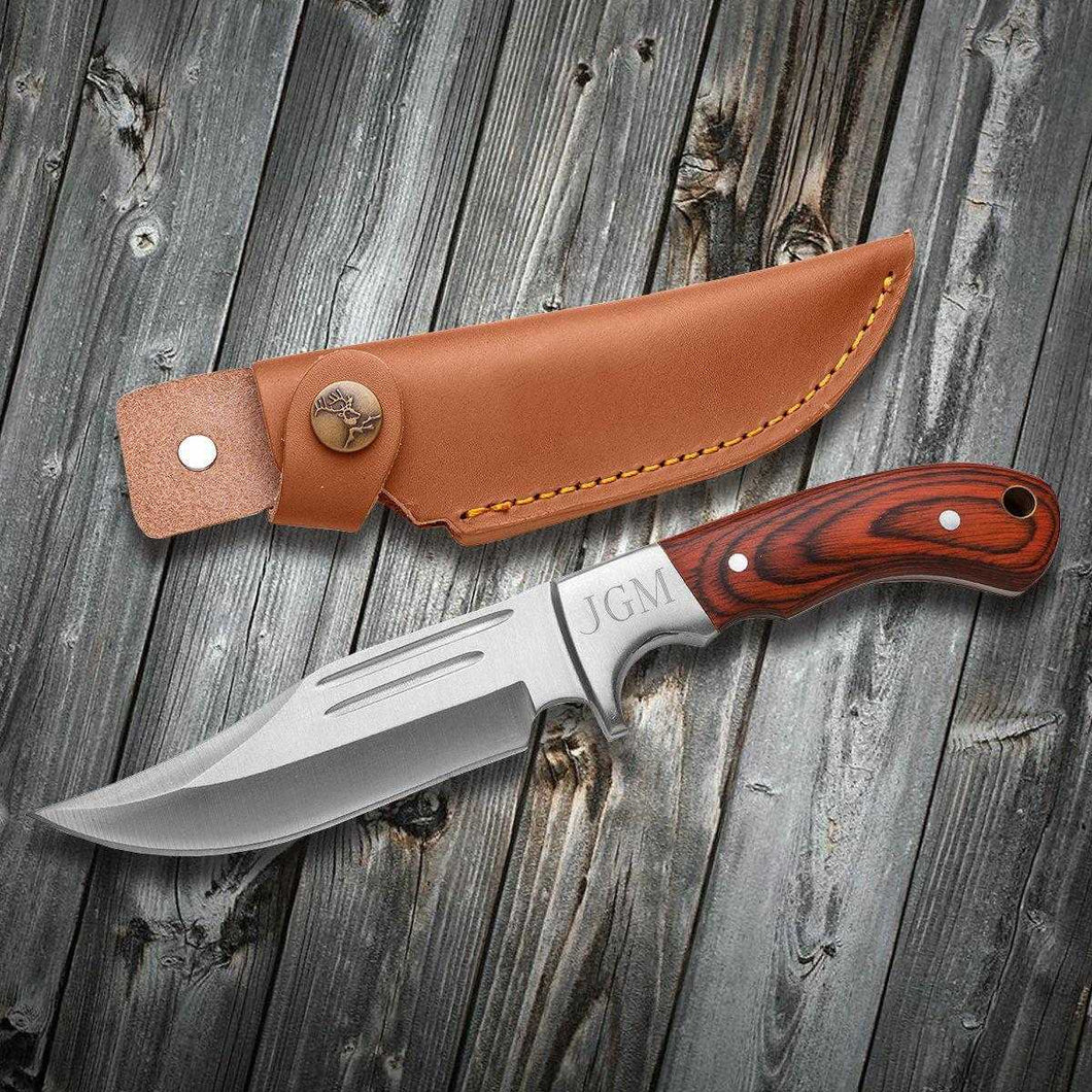 Personalized Saw Mountain Wood Handle Fixed Blade Knife | JDS
